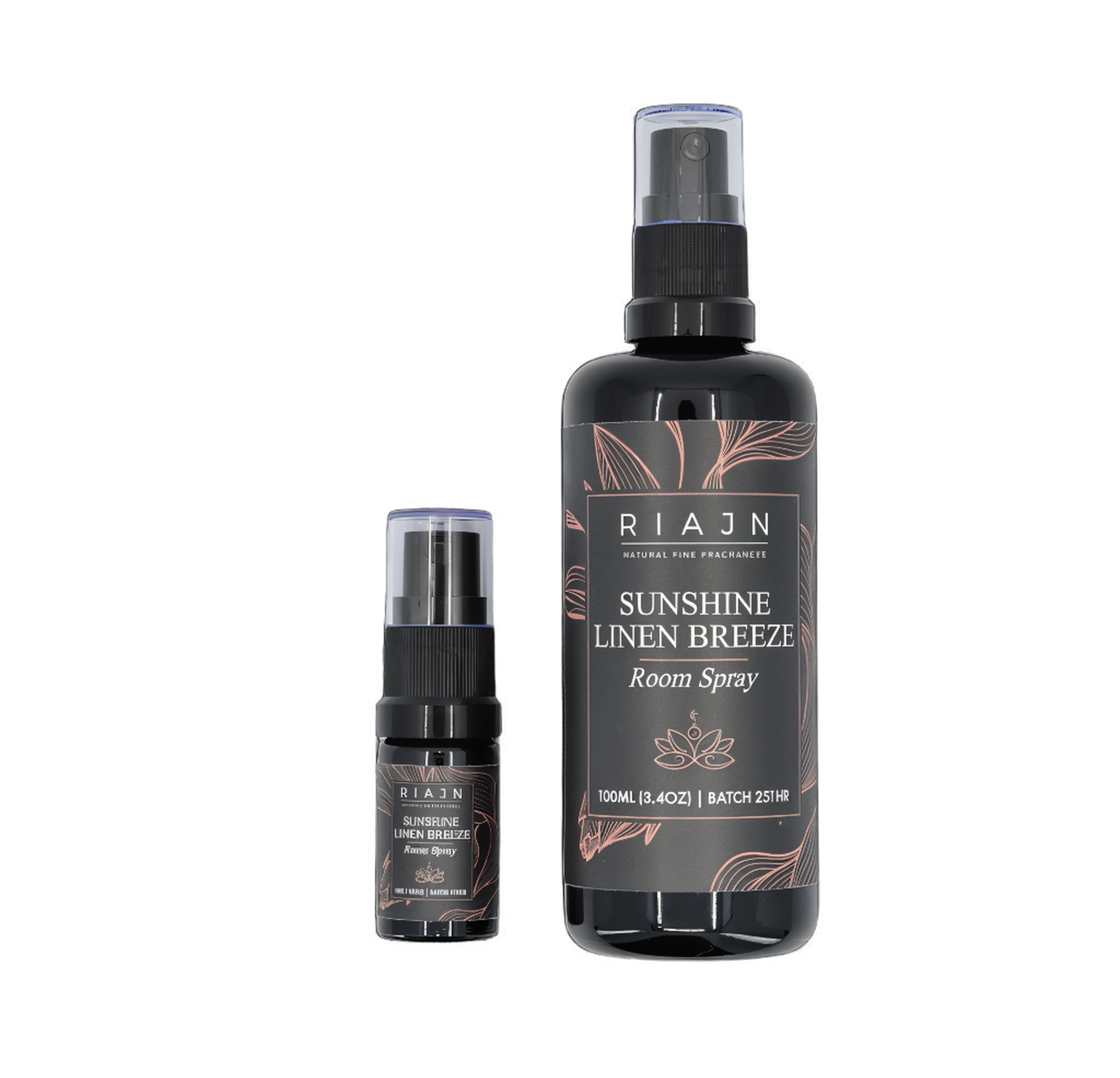 Two RIAJN room spray bottles on a white background