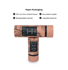 RIAJN paper tube packaging on a white background with listed features.
